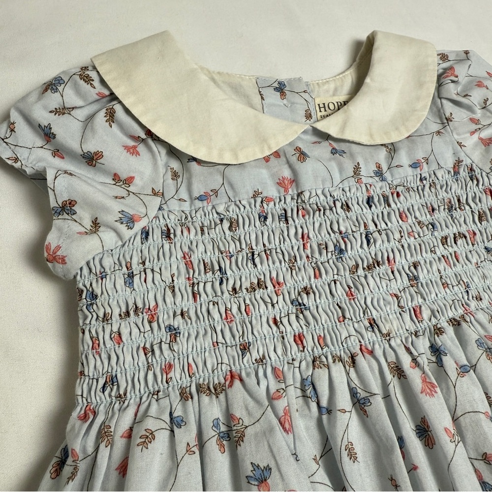 Hope & Henry floral blue dress 3-6m